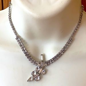 Vintage Rhinestone leaf necklace